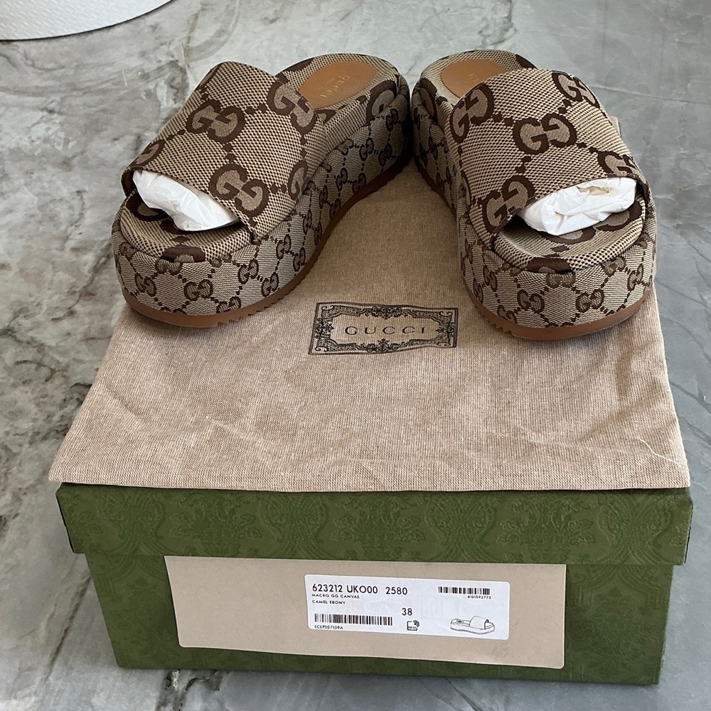 Gucci GG Supreme Platform Slide Sandals